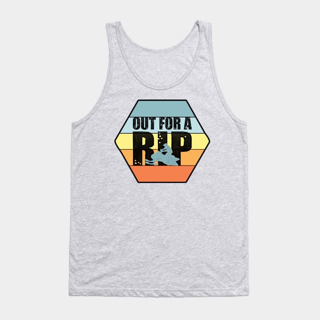 Out For A Rip Snowmobile Black Outline Tank Top by Sunil Belidon